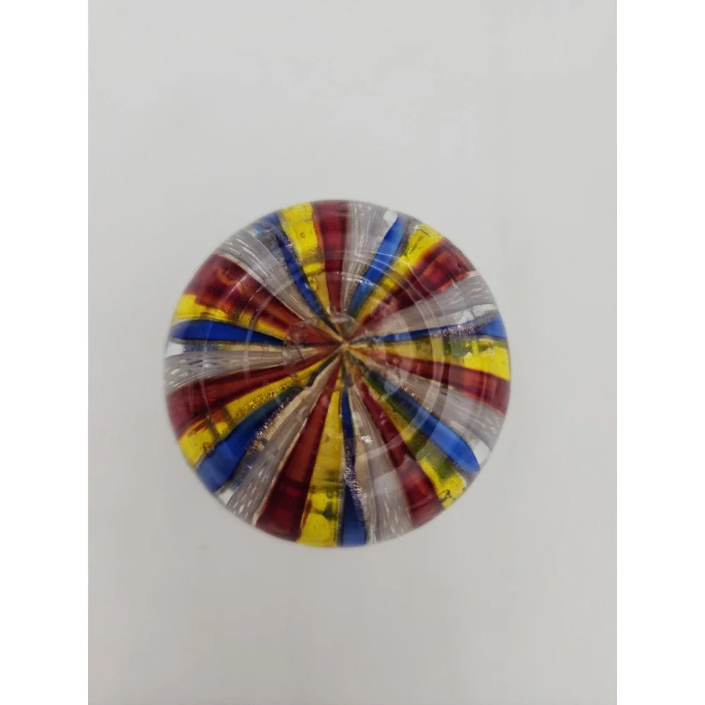 VTG MURANO Latticino Design In Tutti Fruity Colors Toothpick Holder Small Vase